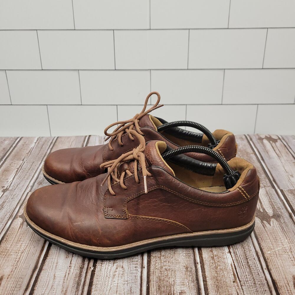 Timberland Brown Leather Oxford Shoes Men's Size 10 Casual Comfort Lace Up